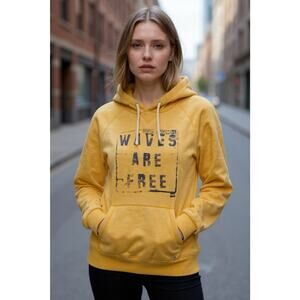 Y2K VTG Yellow Billabong Hooded Sweatshirt Beach Waves Are Free SZ Small S